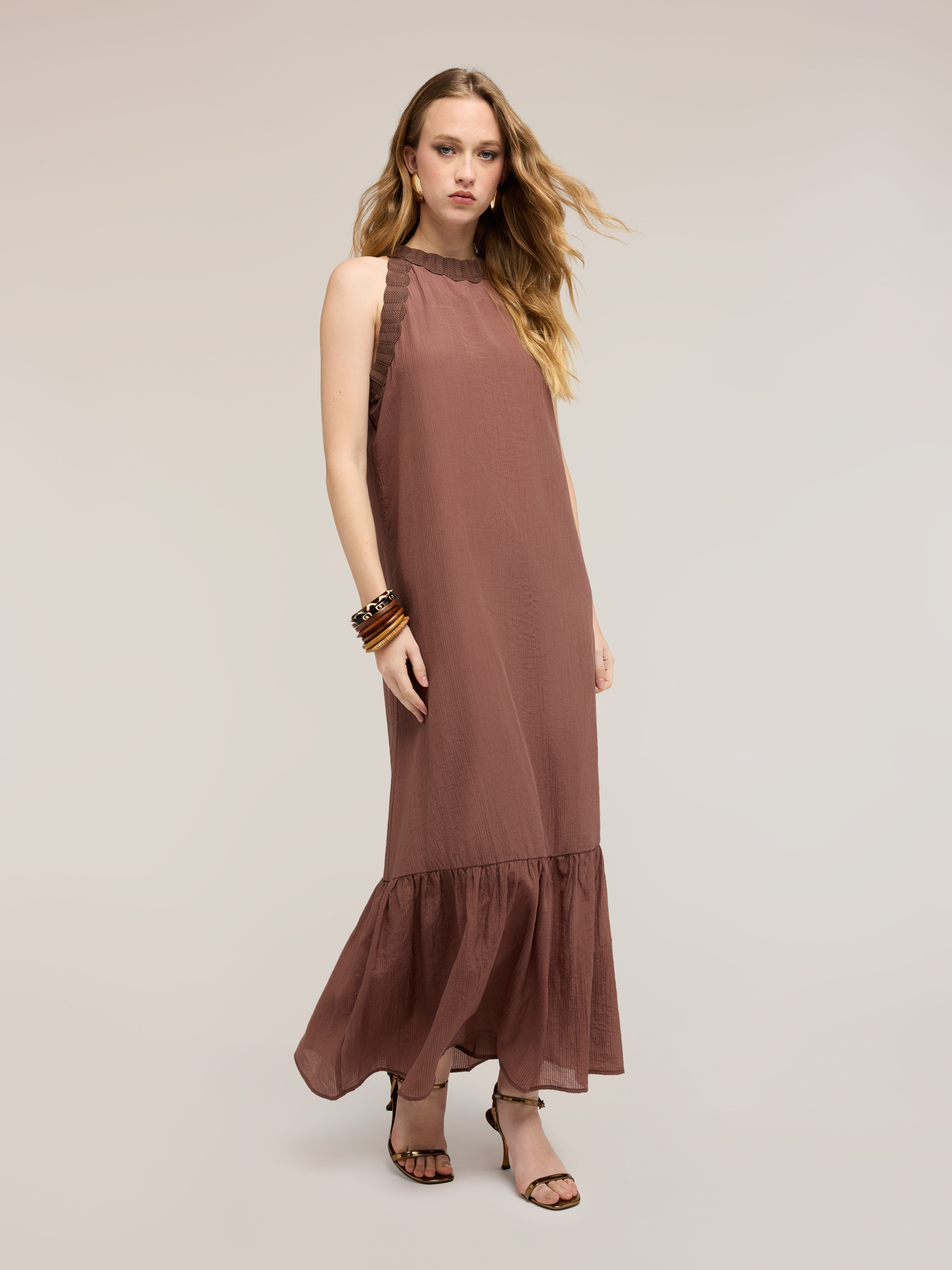 Vestito lungo in creponne misto lyocell image number 2