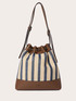 Borsa secchiello intrecciata a righe image number 1