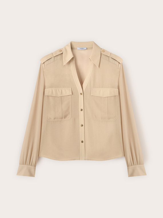Camicia in georgette con dettagli military