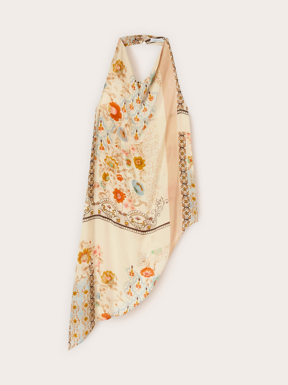 Top asimmetrico con stampa floreale