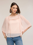 Blusa in georgette con ricami ajour&eacute; image number 2