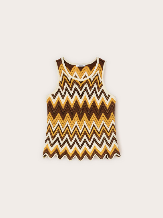 Top in maglia fantasia chevron