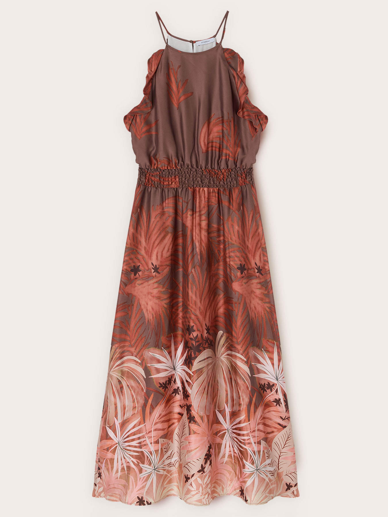 Vestito lungo in raso con stampa image number 4