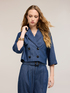 Trench doppiopetto corto in chambray image number 1