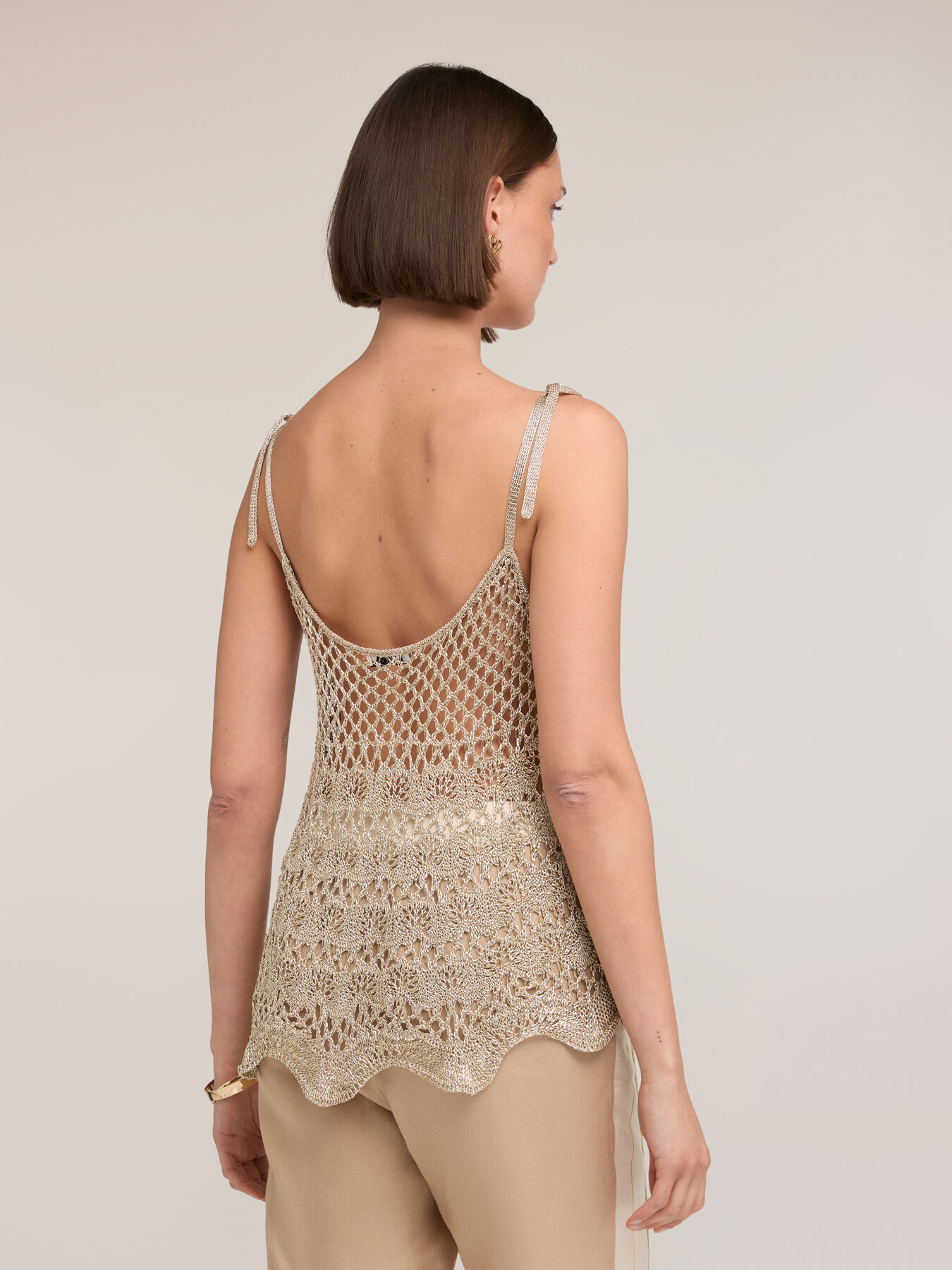 Top in maglia traforata in lurex image number 1
