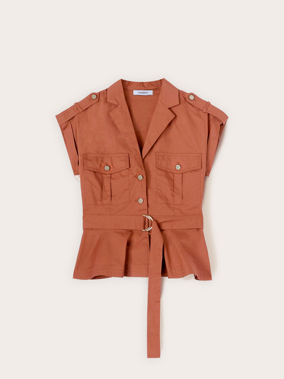Camicia in popeline con tasche