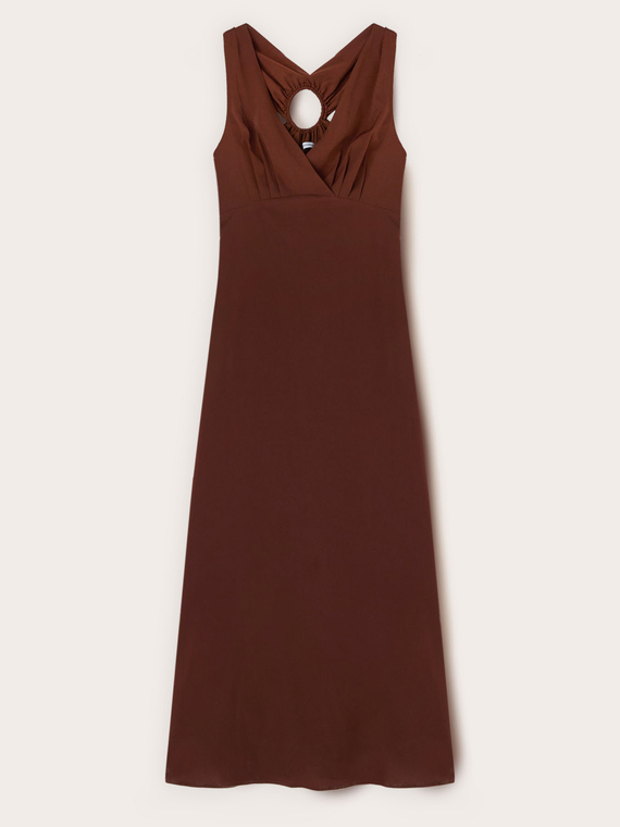 Vestito lungo in cr&ecirc;pe de chine con anello