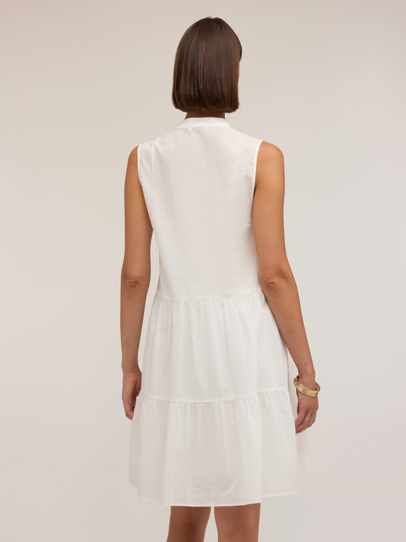 Vestito chemisier in voile con colletto coreano image number 1