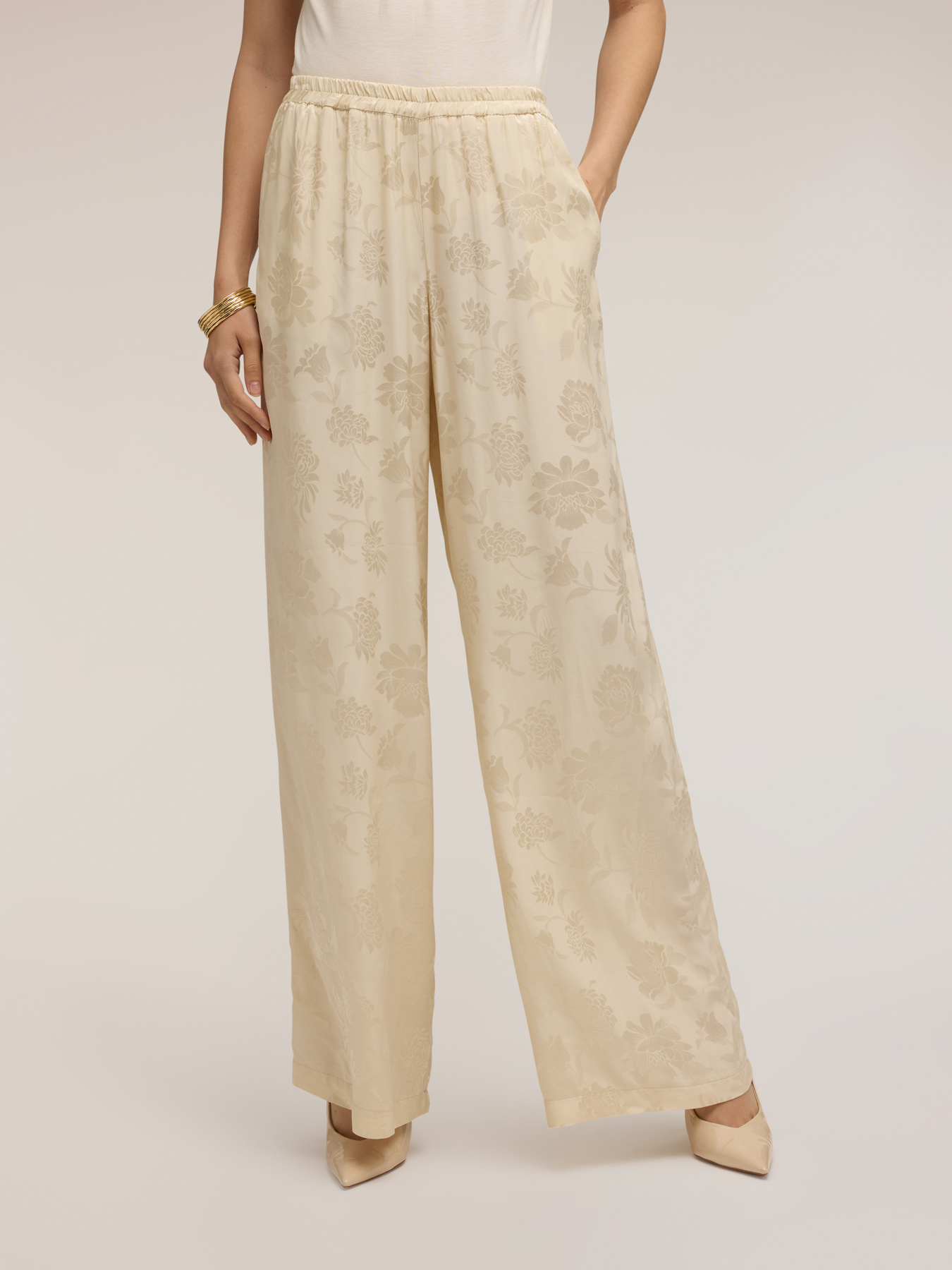 Pantaloni palazzo in raso jacquard image number 2