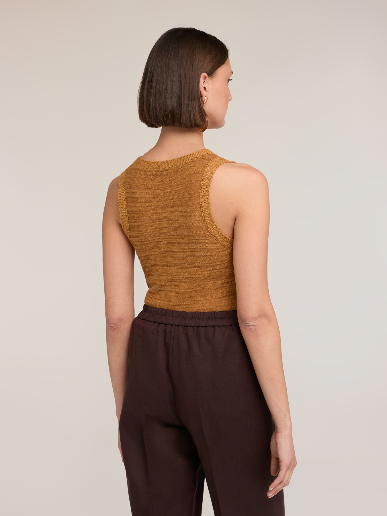 Top in maglia con bordi in paillettes image number 1
