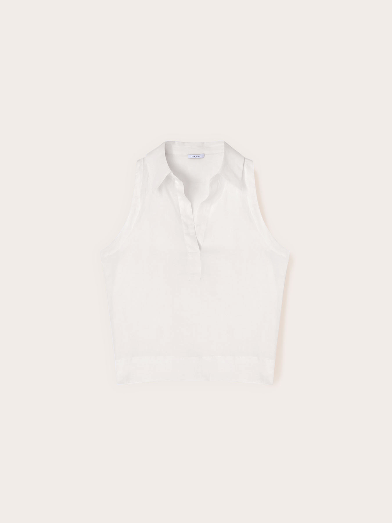 Top in ramie con scollo a V image number 4