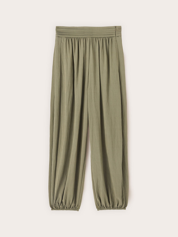 Pantaloni con drappeggio in twill