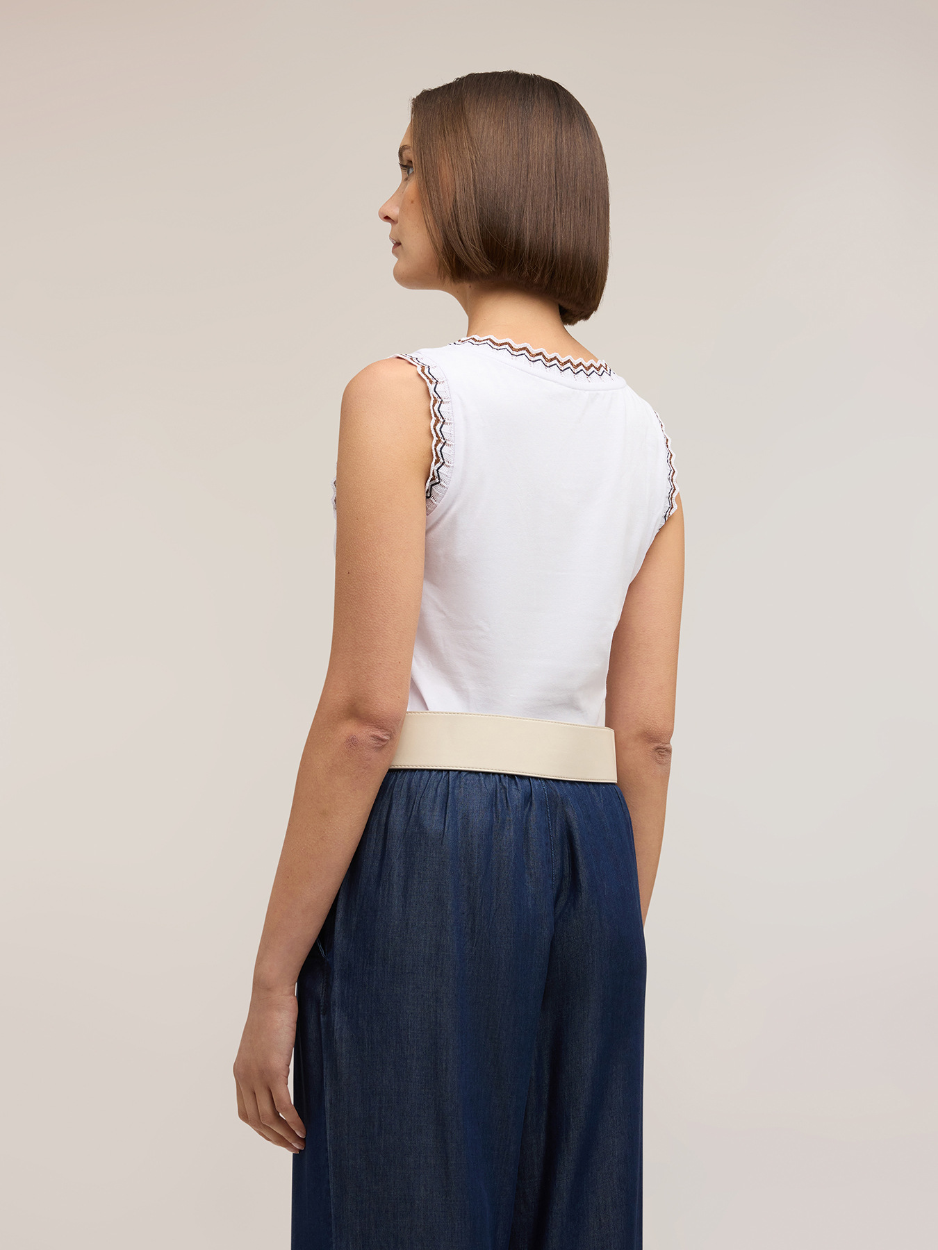 Top in jersey con bordo in maglia image number 1