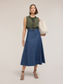 Top misto lyocell con bordi in maglia image number 3