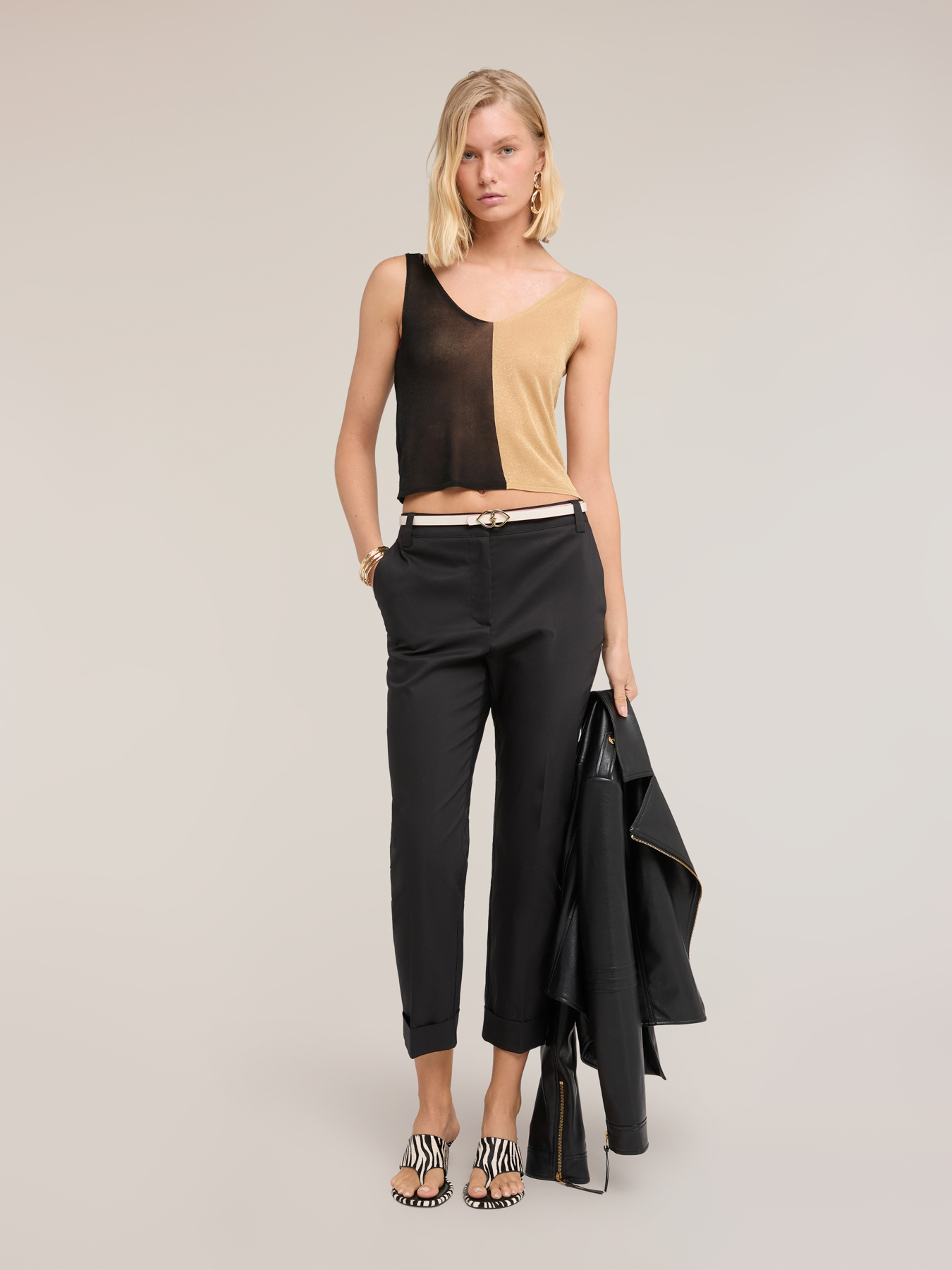 Top in maglia lurex con dettaglio nodo image number 3