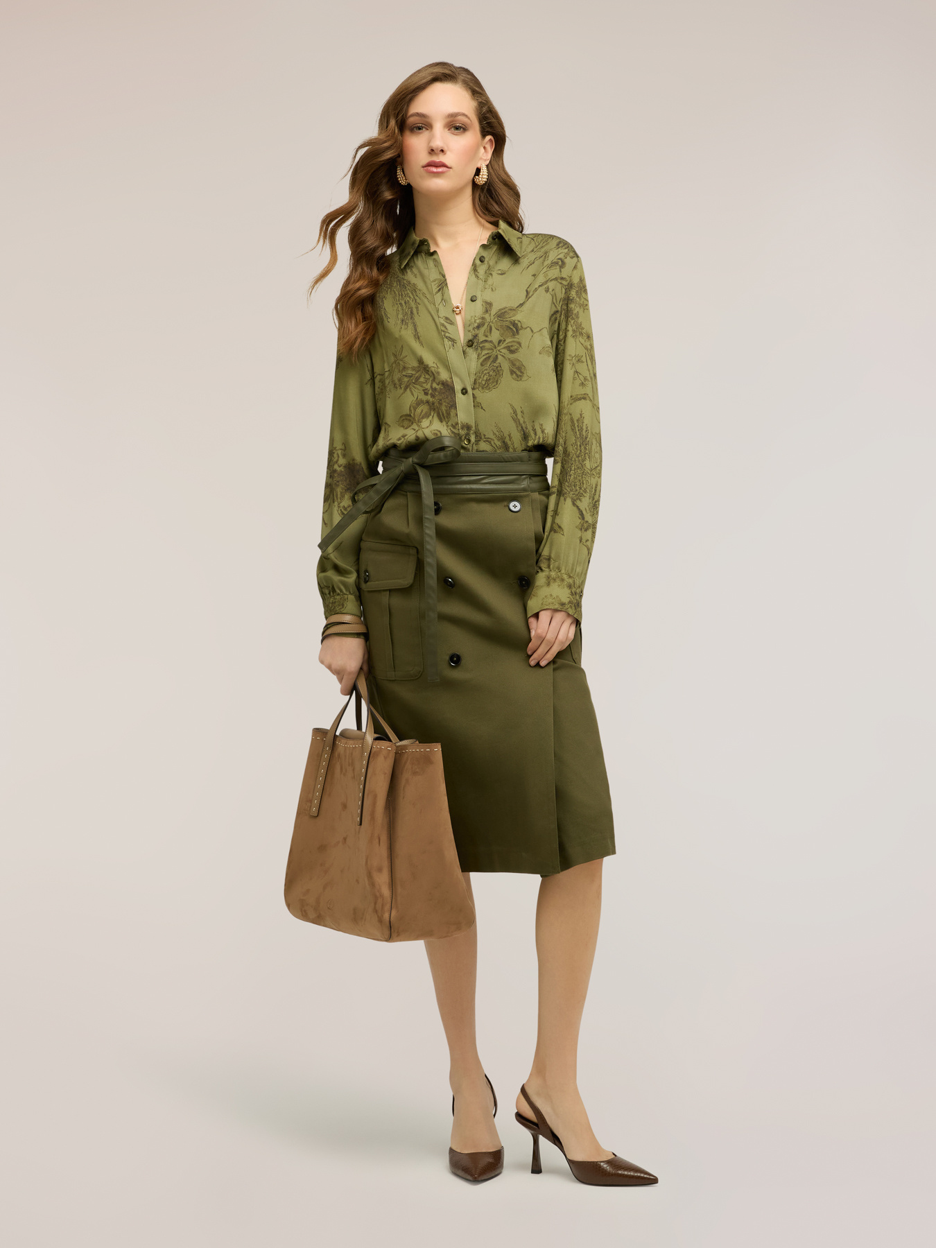 Camicia in raso con stampa image number 2