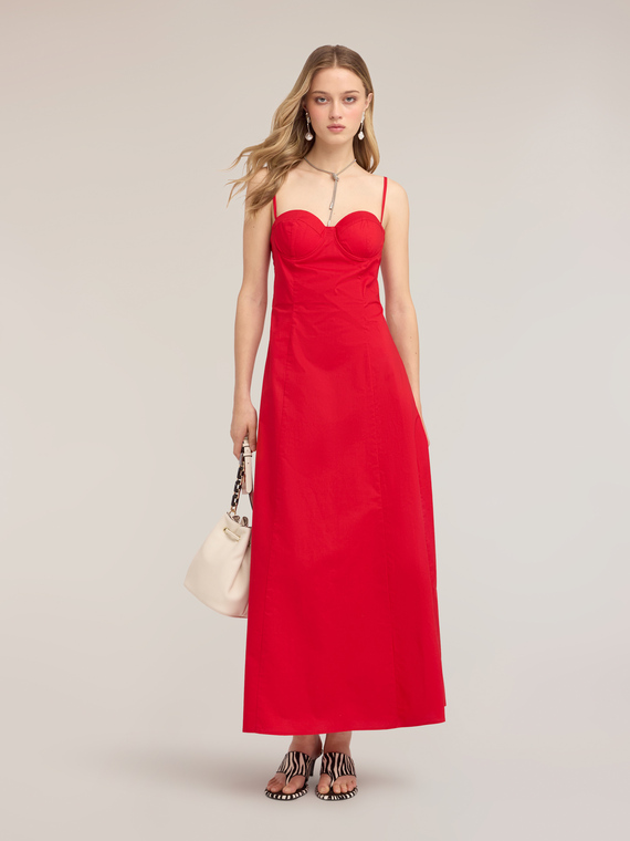Vestito lungo a linea A in popeline con bustier