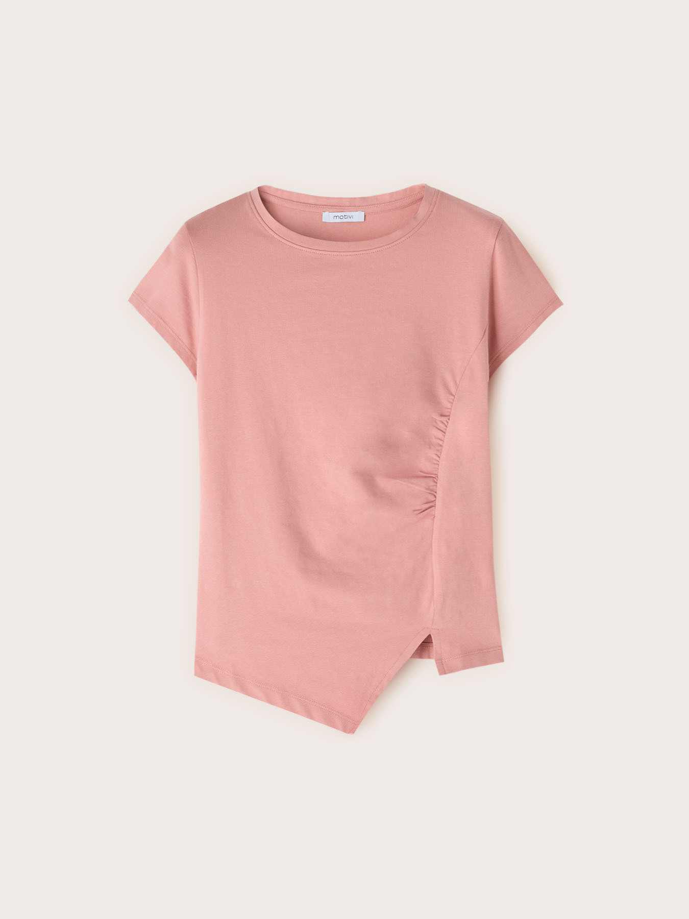 T-shirt con drappeggio laterale asimmetrico image number 4