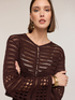 Cardigan in maglia traforata misto lurex image number 3