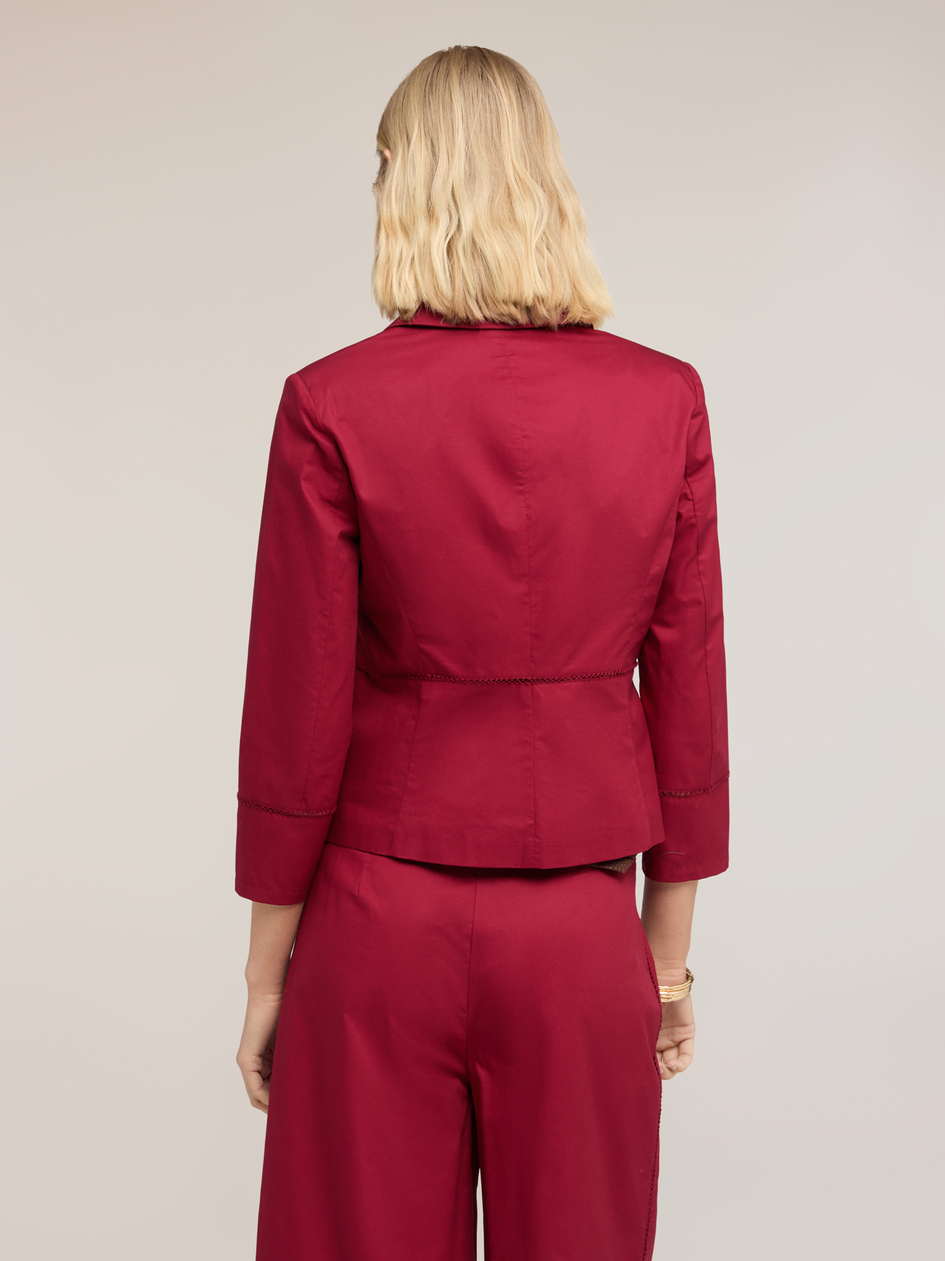 Blazer in twill di cotone con ajour&eacute; image number 1