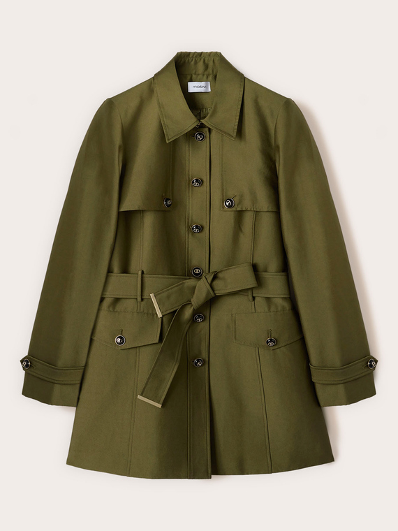 Trench in misto cotone con cintura