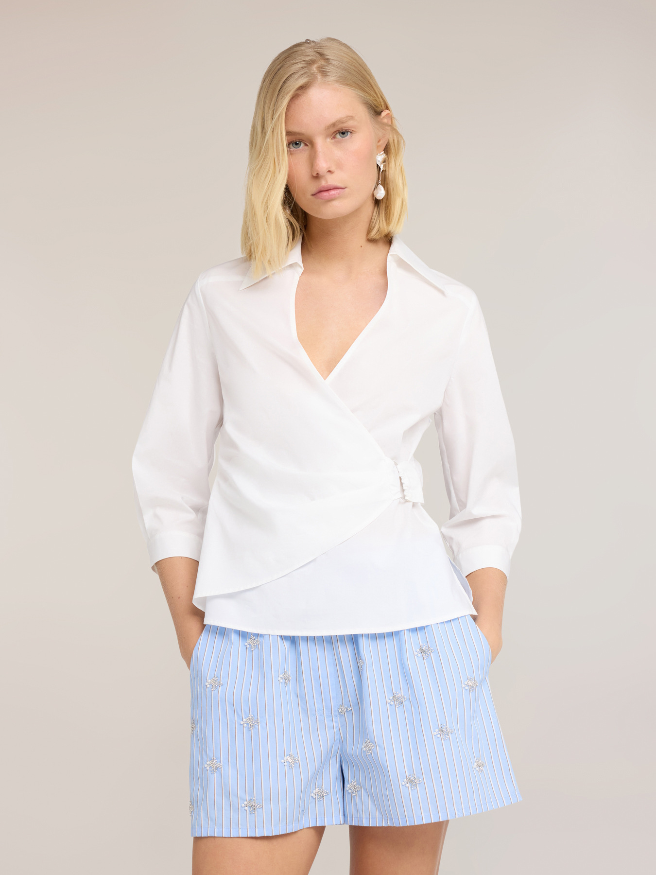 Camicia wrap in popeline image number 2