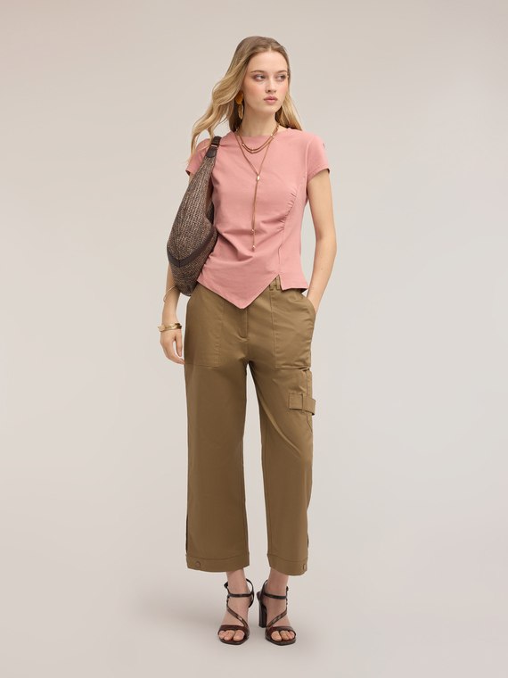 Pantaloni cargo in gabardine di cotone