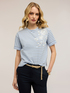 T-shirt a righe con ricamo floreale image number 0