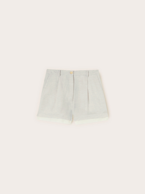 Pantaloni cropped in misto lino