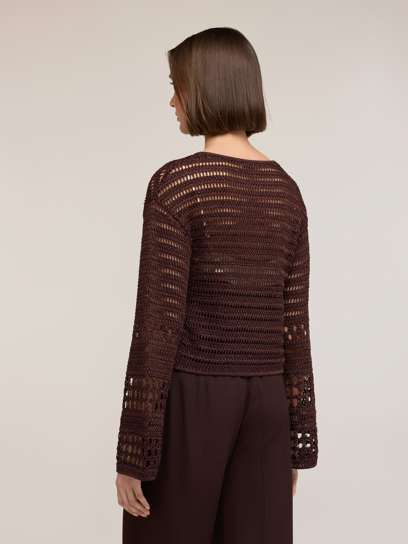 Cardigan in maglia traforata misto lurex image number 1