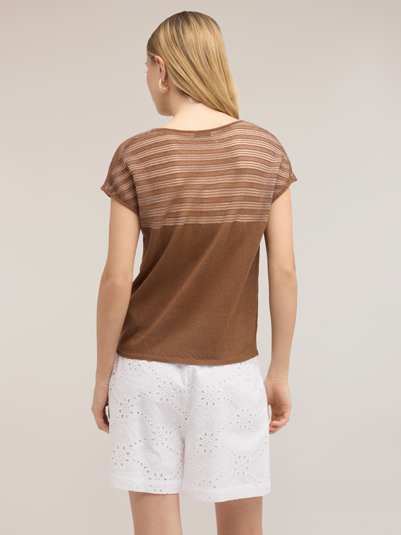 Maglia a righe in misto lino