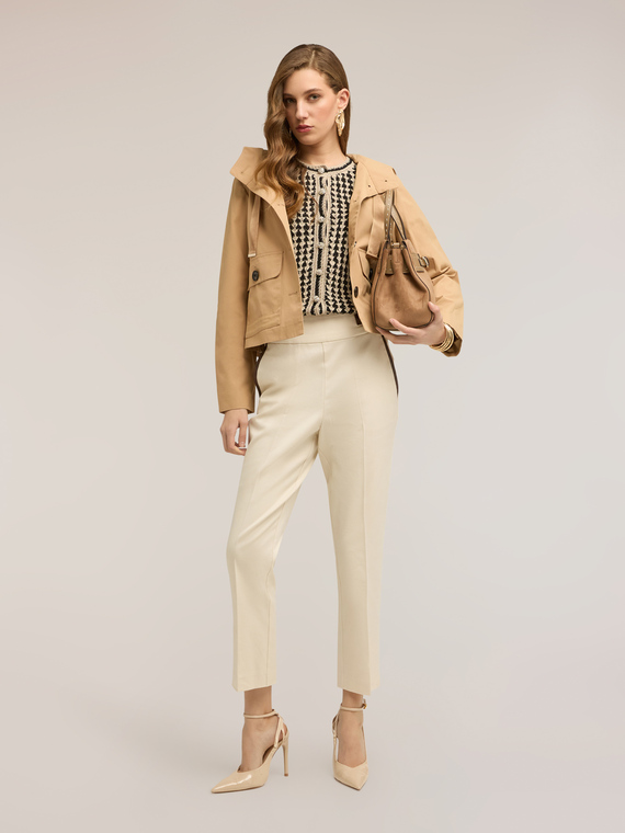 Parka corto misto cotone con cappuccio