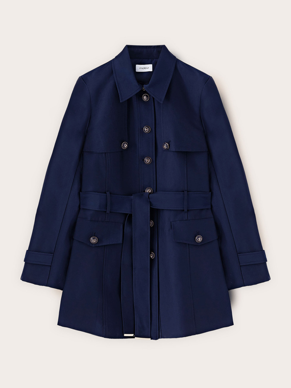 Trench in misto cotone con cintura
