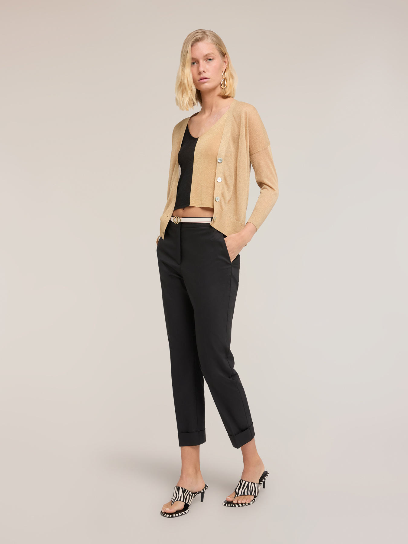 Cardigan in misto viscosa lurex image number 3