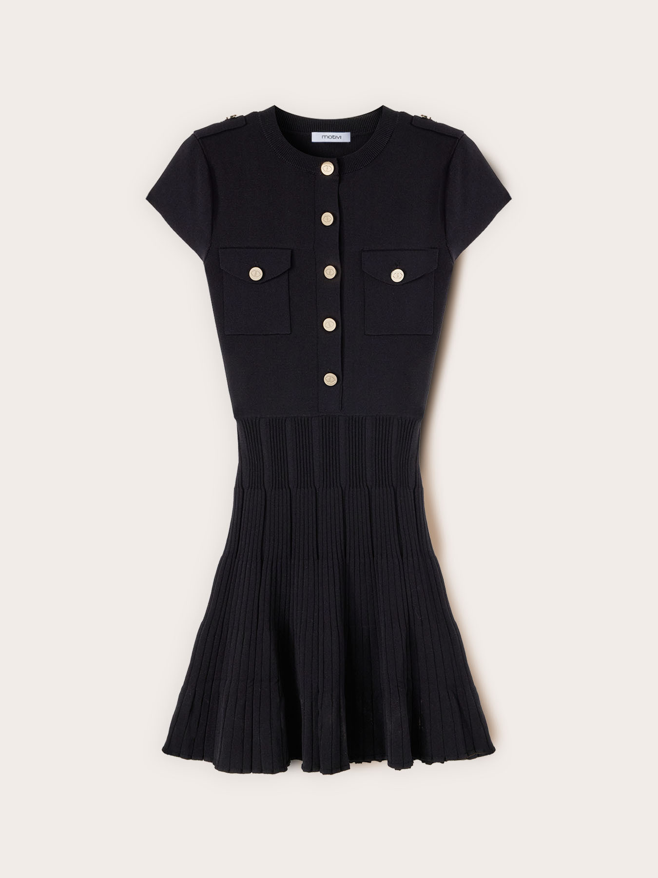 Vestito flare in maglia con bottoni image number 4