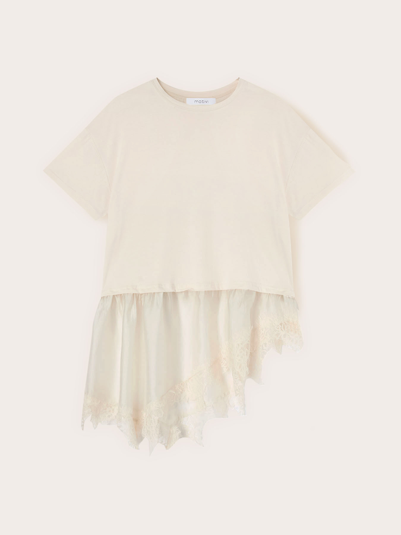 T-shirt con inserto in pizzo image number 3