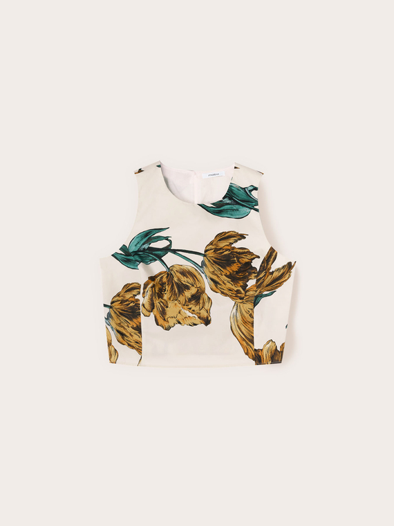 Top in popeline con stampa floreale