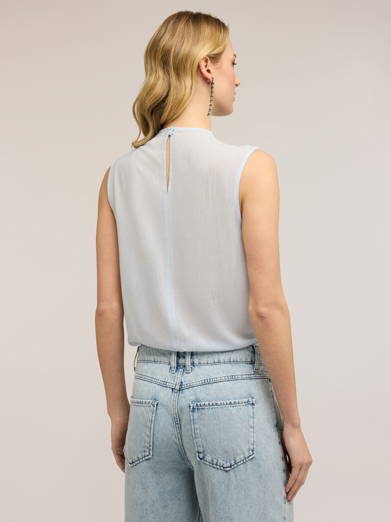 Blusa body in georgette fil coup&eacute; image number 1