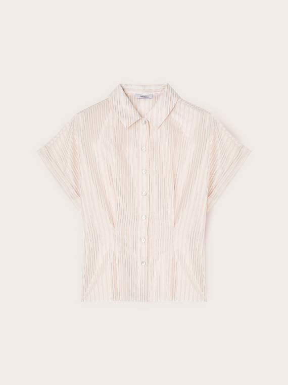 Camicia in mussola a righe lurex