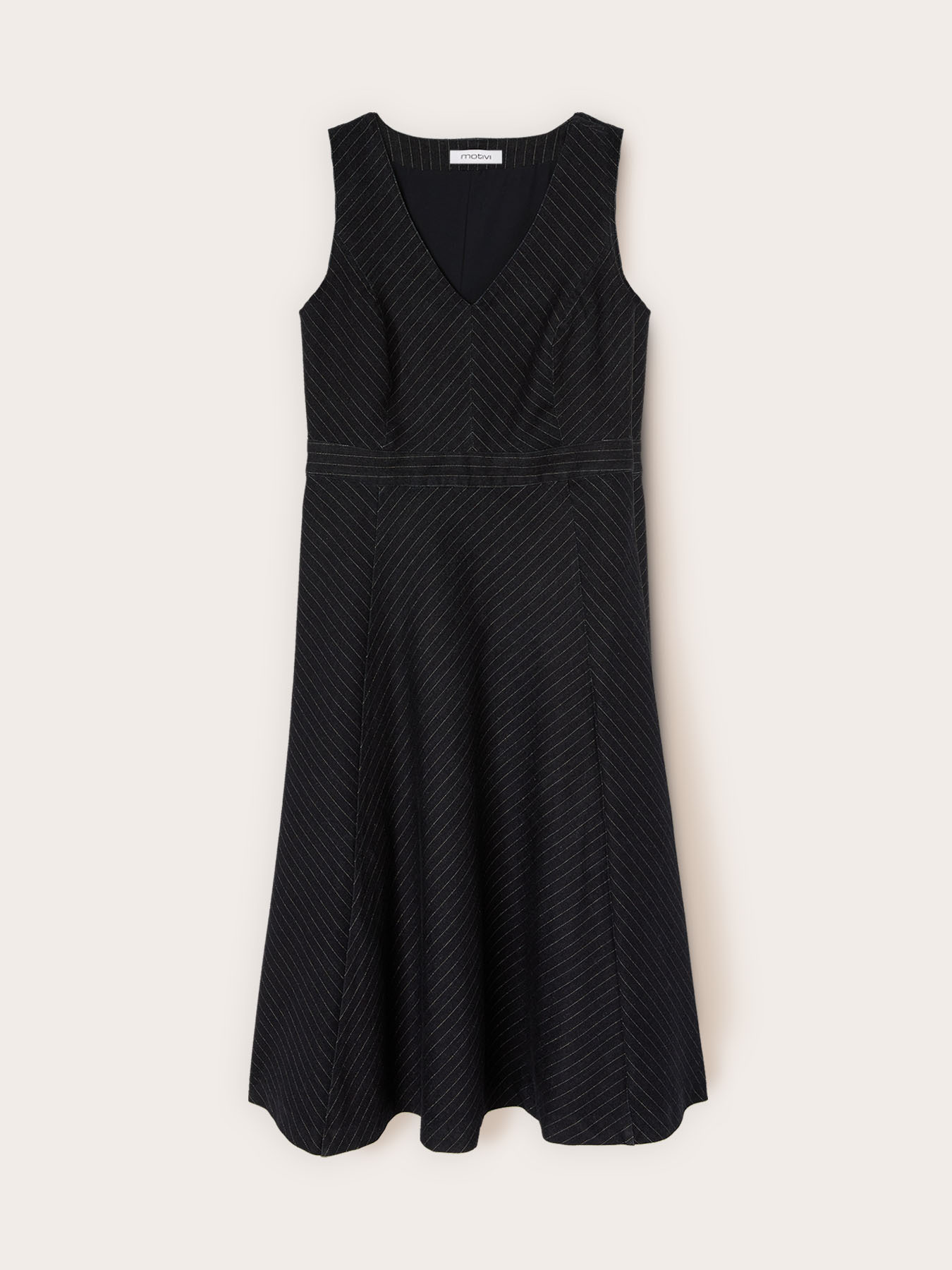 Vestito flare in denim gessato image number 5