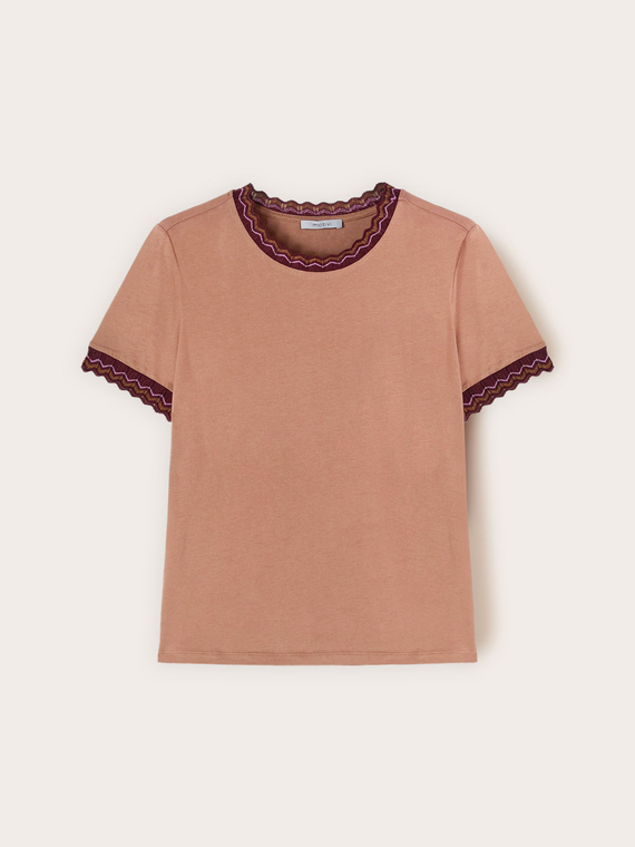 T-shirt con bordi in maglia
