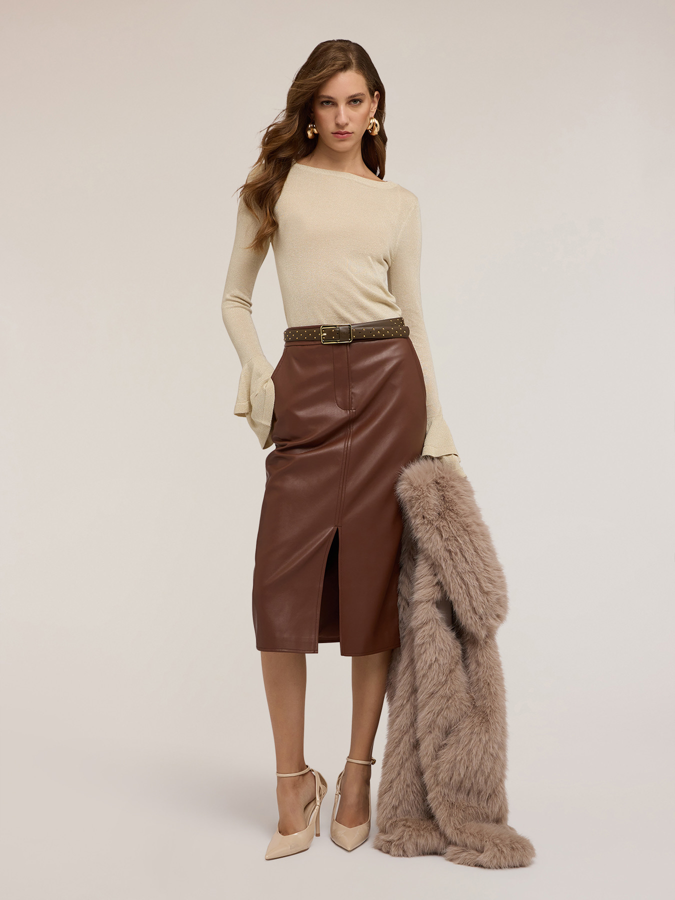 Maglia lurex con maniche a volants image number 2
