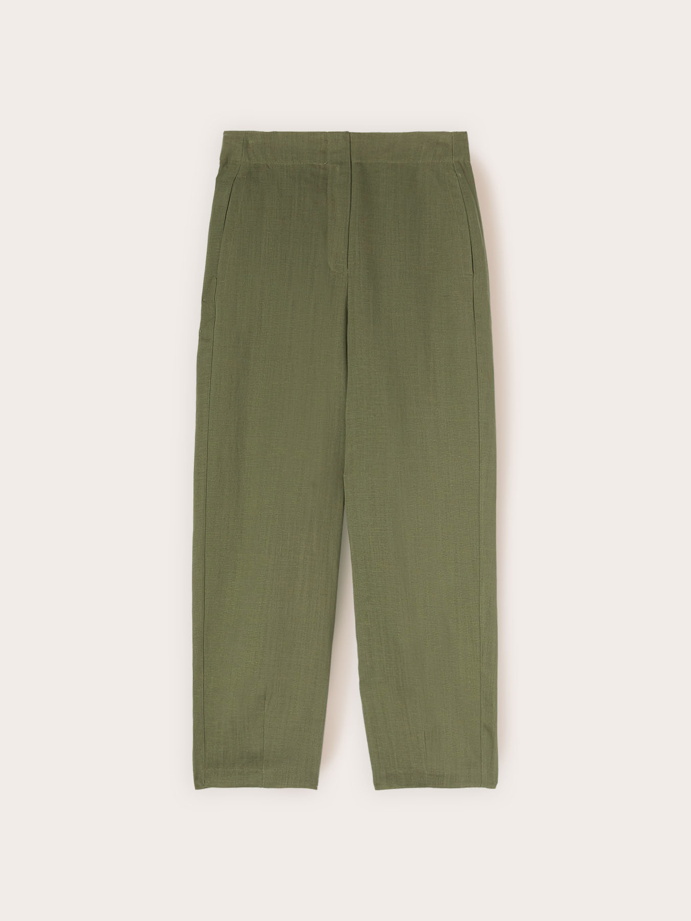 Pantaloni con pince al fondo misto lino image number 4