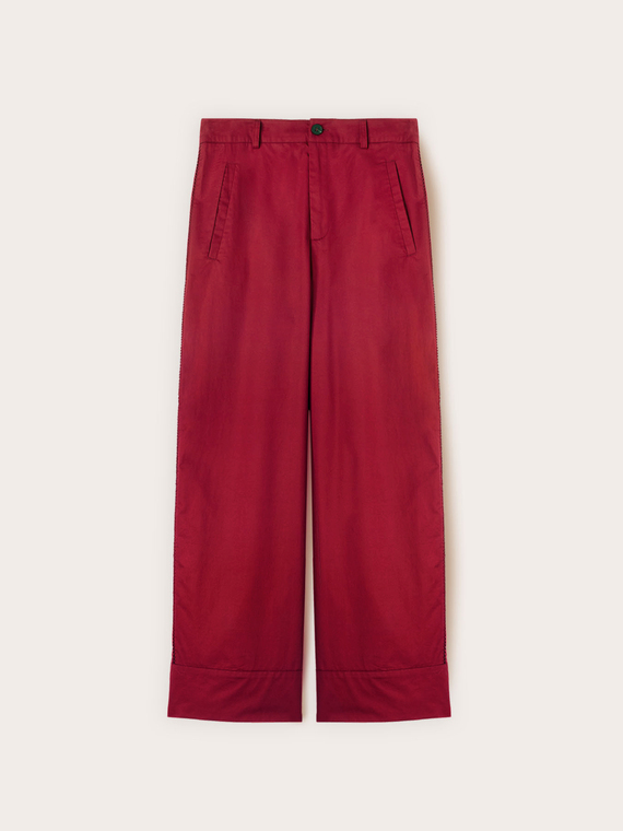 Pantaloni cropped in twill di cotone