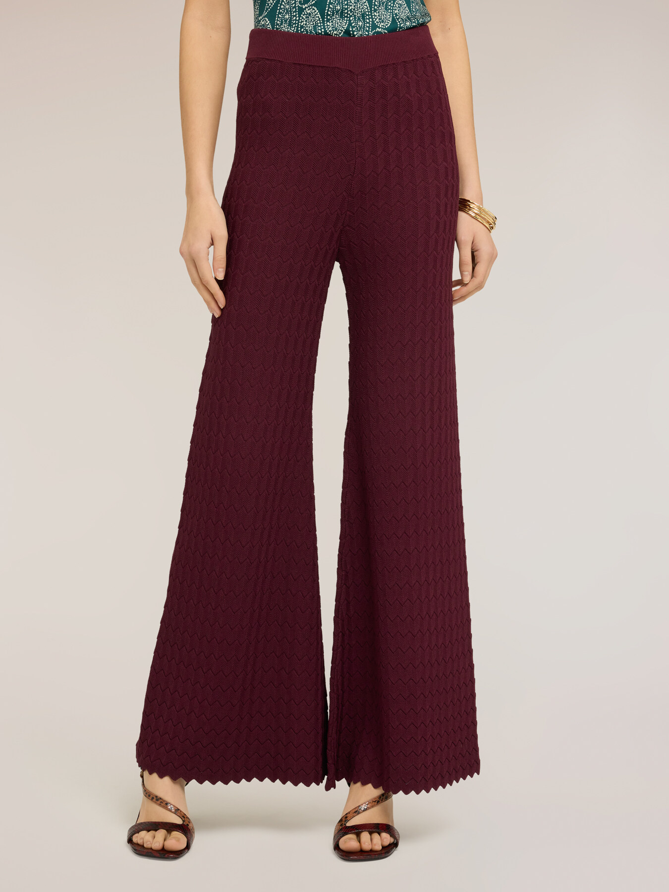 Pantaloni in maglia effetto pizzo image number 2