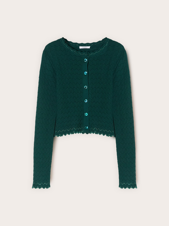 Cardigan corto in maglia effetto pizzo