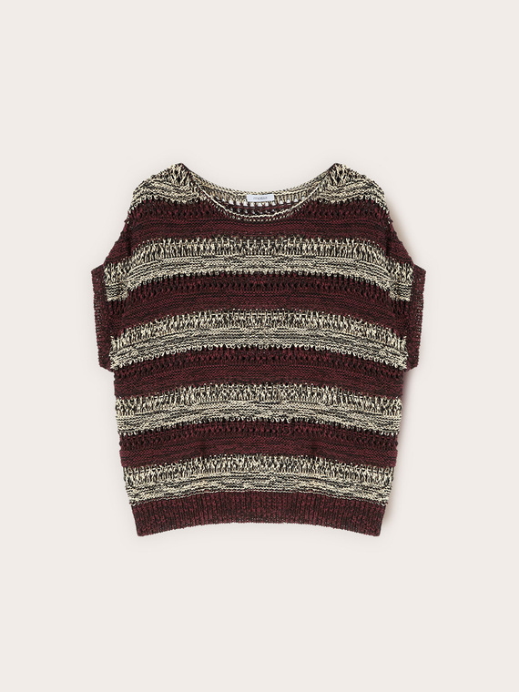 Maglia effetto traforato a righe