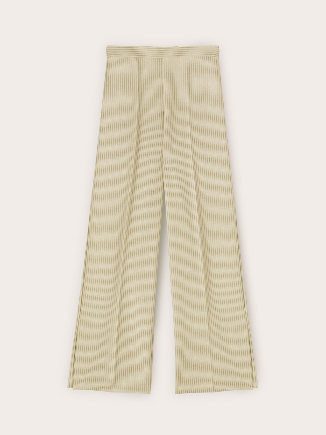 Pantaloni palazzo in punto milano gessato con spacco image number 4