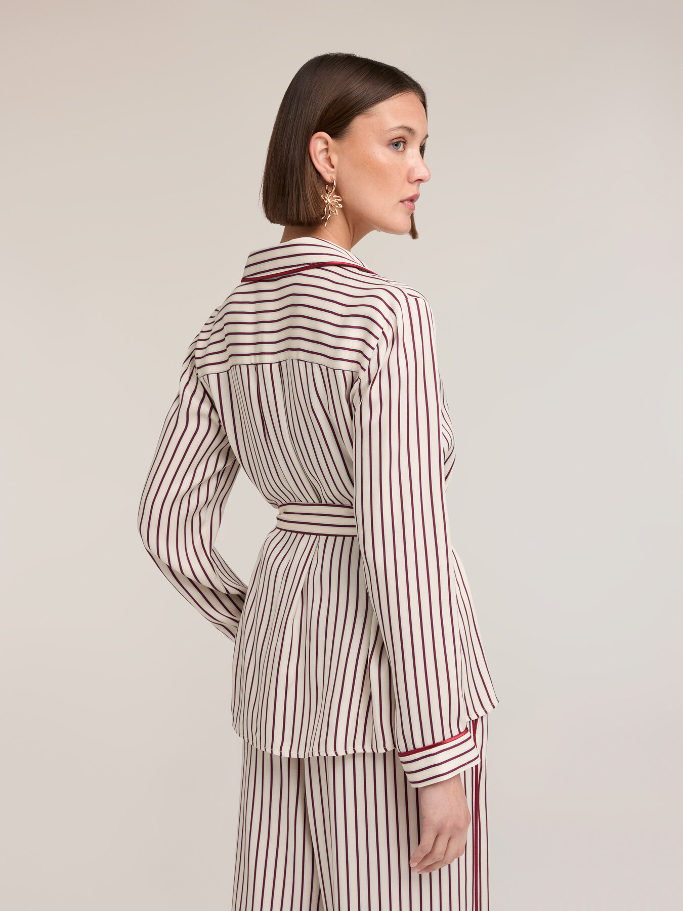 Camicia a righe in twill di viscosa image number 1