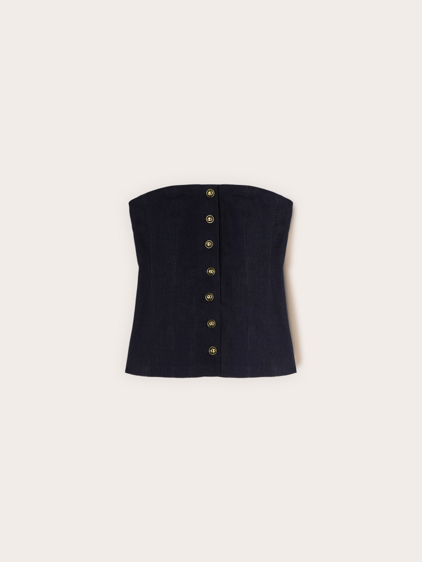 Top bustier in denim con bottoni image number 4
